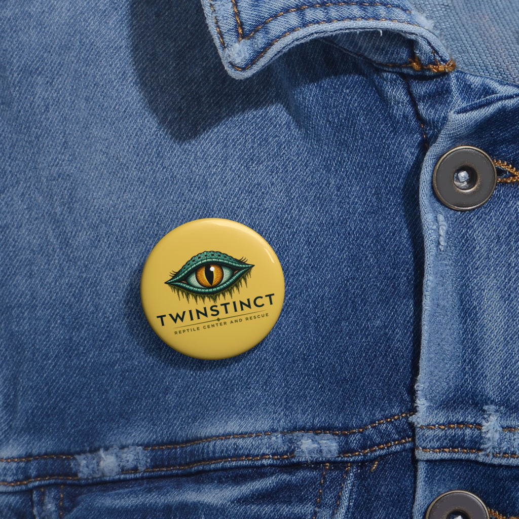 TwinStinct Reptile Rescue Pin Button — Yellow Eye Logo Badge