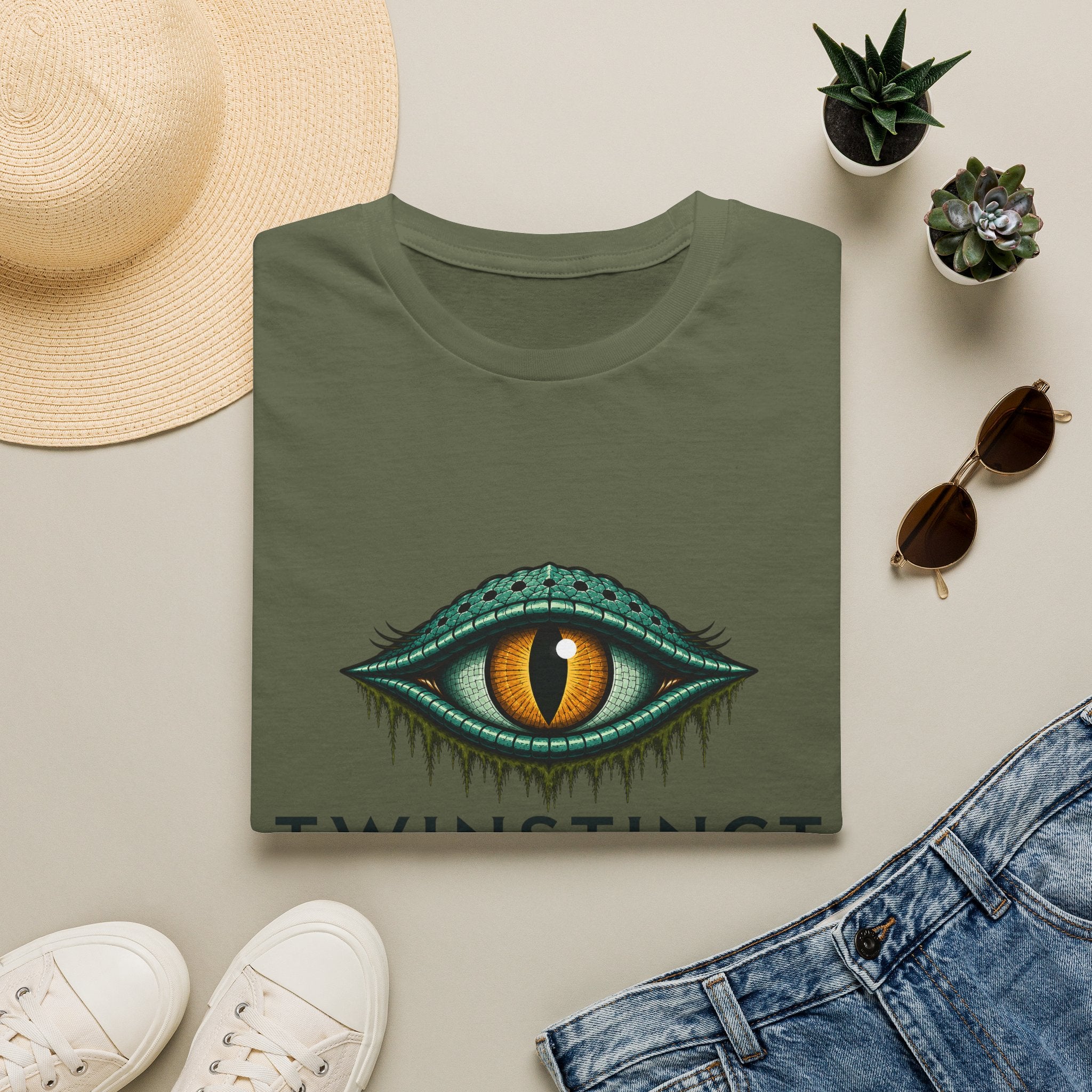 Graphic T-Shirt — Green Dragon Eye "TWINSTINCT" Logo Shirt