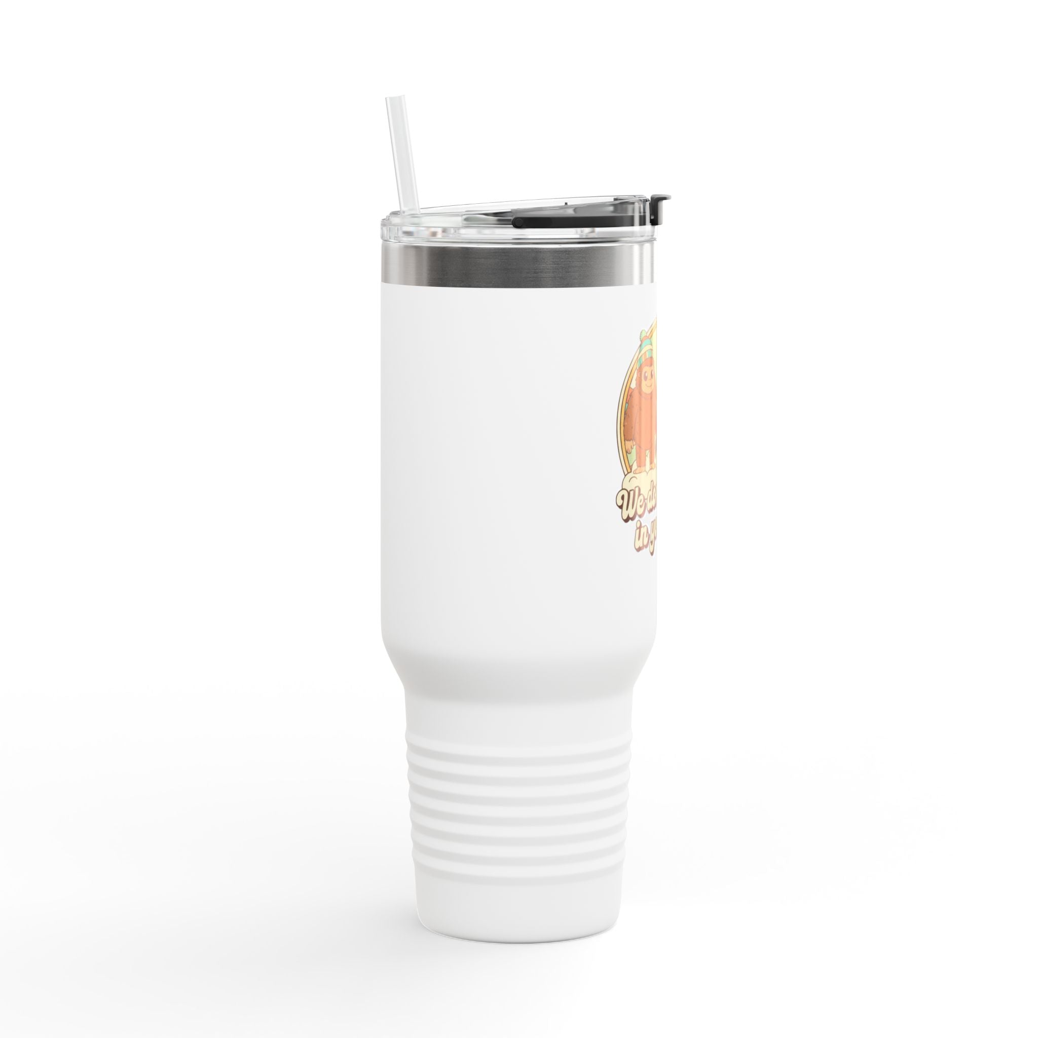 40oz Insulated Travel Mug — Retro Cryptid ‘We Don't Believe in You Either’ Camping Tumbler