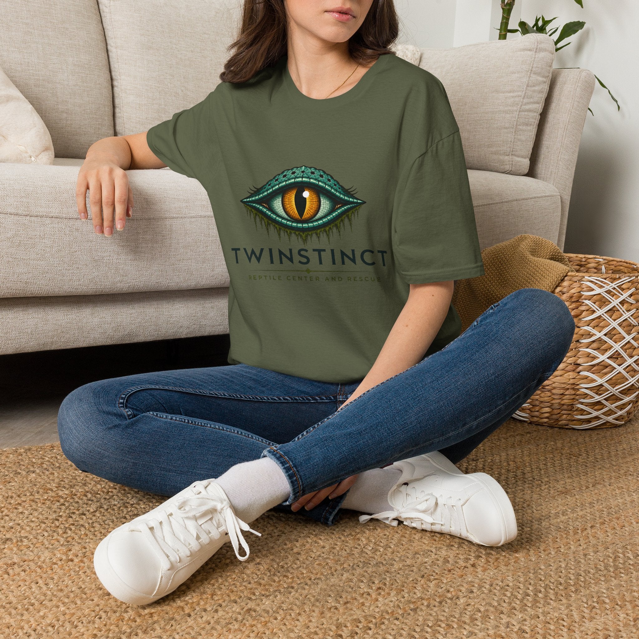 Graphic T-Shirt — Green Dragon Eye "TWINSTINCT" Logo Shirt
